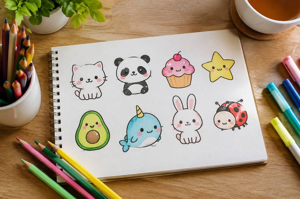 10 petit dessin facile à faire kawaii pour débuter le dessin mignon
